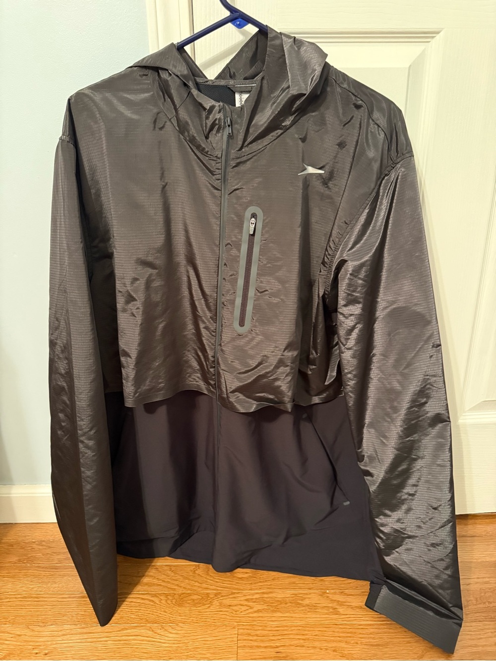 Speedo Black Hooded Windbreaker with Chest Zip Pocket
